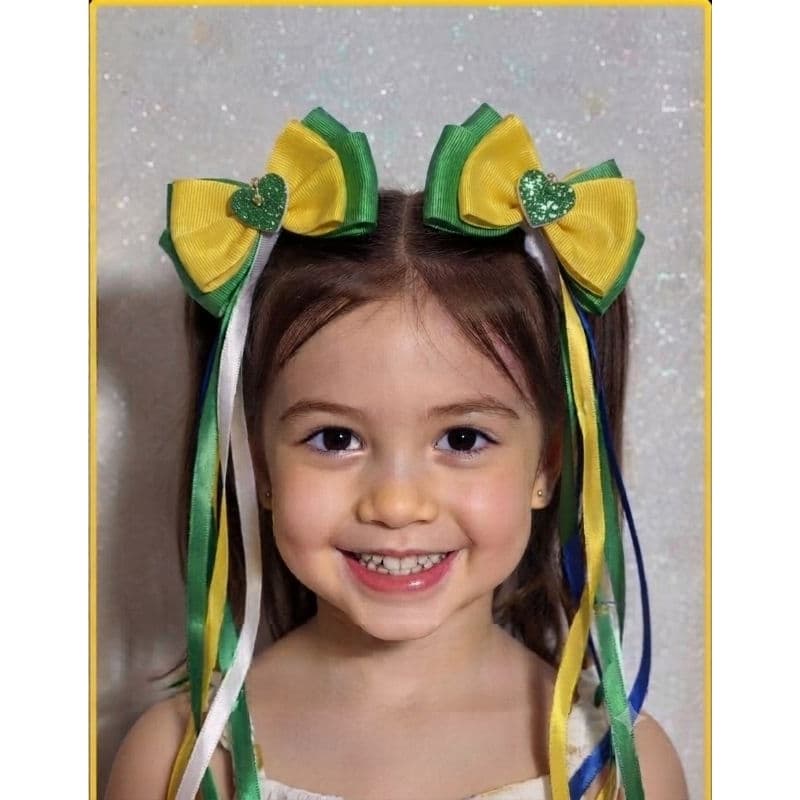 Par de Laço infantil para Cabelo Menina - festa junina e copa