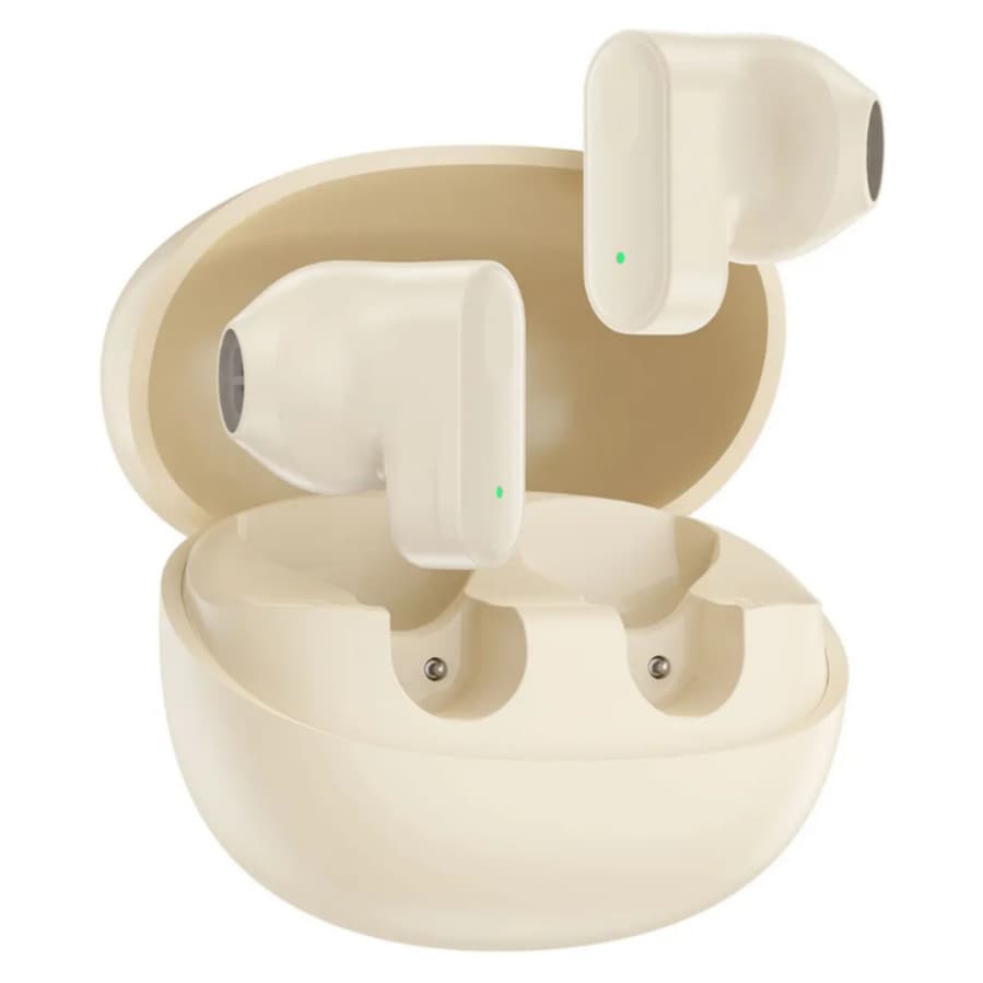 Fone De Ouvido Sem Fio Bluetooth 6.0 TWS ultraleves Esportivo Semi-intra-auricular Som Potente Conforto Microfone Creme