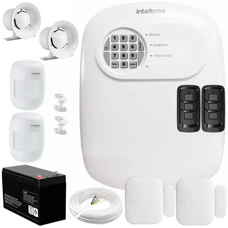kit alarme completo Intelbras Anm24Net + 2 Sensores Ivp 3000 + 2 Sensores XAs light + Sirene + aplicativo para celular