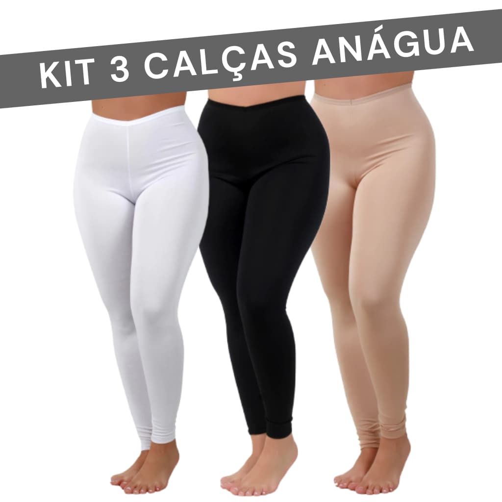 Kit 3 Calça Anágua Anti Atrito Segunda Pele Proteção Feminina Usar Por Baixo Evita Transparência