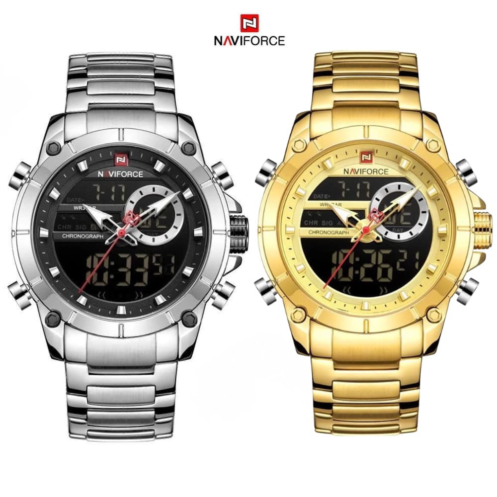Relógio Masculino Naviforce 9163 Original Analógico Digital Aço Inoxidável Envio do Brasil