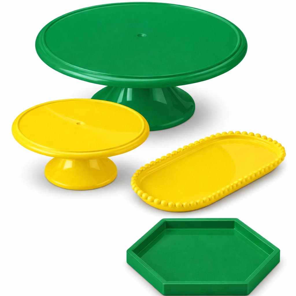 Kit Festa Aniversário 4 Peças Boleiras Decorativas E Bandejas Para Mesa Principal