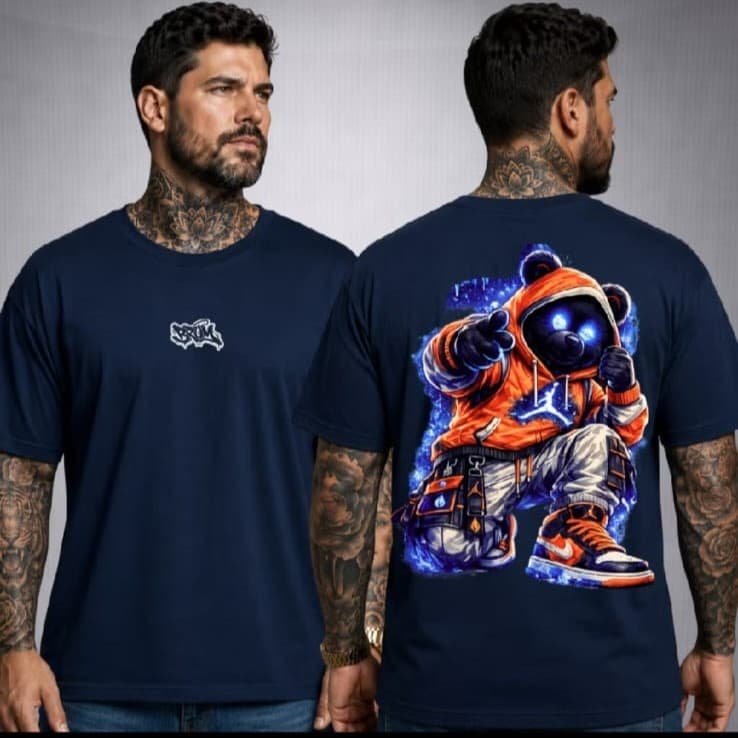 Camiseta Masculina Urso Jogador de Basquete Pose Poderosa Estampa Casual