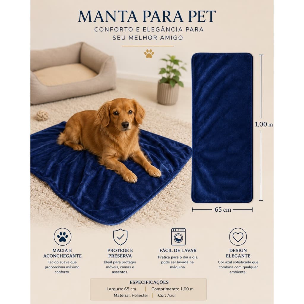 Manta Pet Aveludada tecido Fino tamanho 65x100cm Mantinha