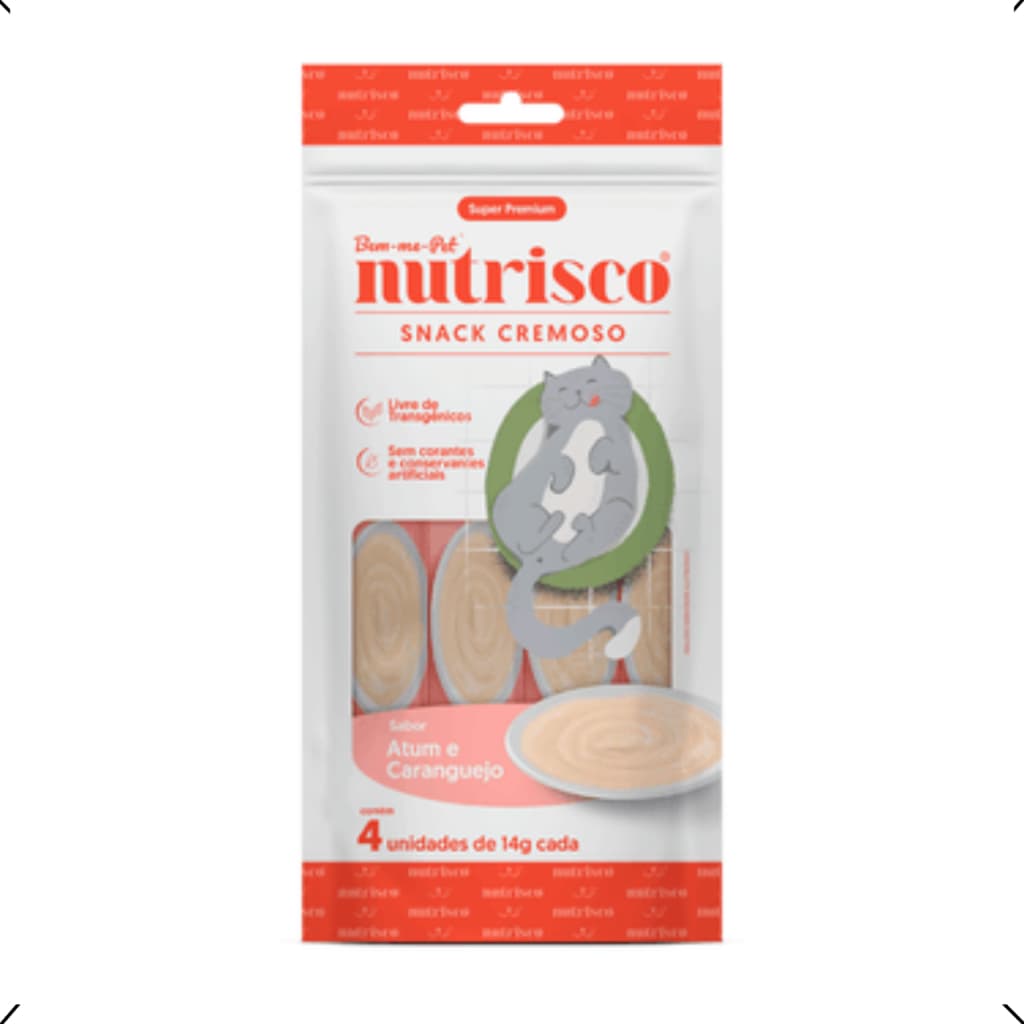 PETISCO PARA GATO NUTRISCO CREMOSO ATUM E CARANGUEJO 4 SACHES 56G