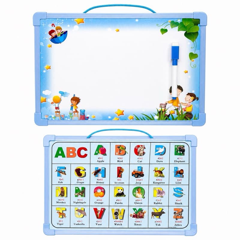 Lousa Infantil Apagável com Caneta | Quadro Branco Dupla Face + Alfabeto em Inglês Educativo