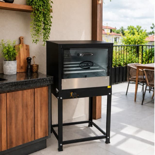 Forno 80 Litros Industrial A Gás Baixa Pressão Com Cavalete Tampa Vidro Pintura Epóx