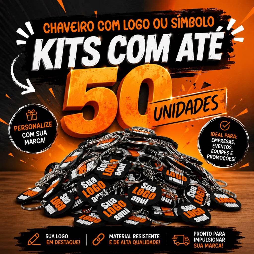 Kit 25 ou 50 Chaveiros Personalizado com Logo Brinde Corporativo e Cartão Digital com TAG NFC Opcional