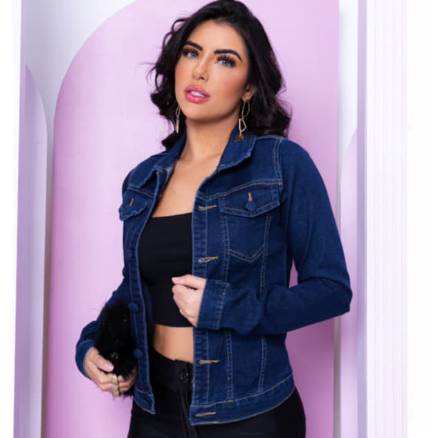 Jaqueta Jeans premium Com Lycra Moda Feminina