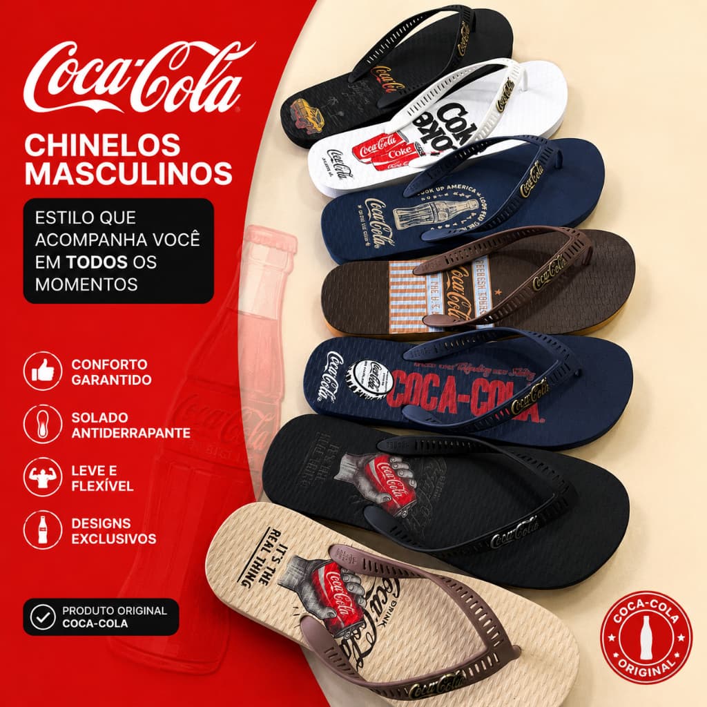 Chinelo Coca-cola Masculino Diversos Modelos Cores
