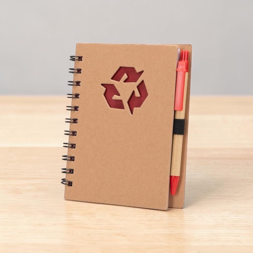 Caderno Ecológico Sustentável Capa Dura Kraft com Caneta Wire-O 81 Folhas Pautadas
