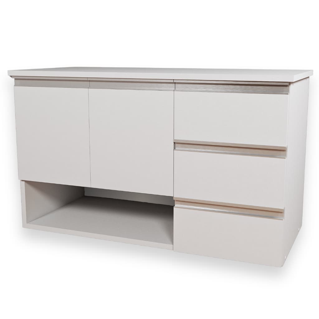 Balcão Gabinete Aparador 80cm MDF Branco Com Nicho Com Tampo de Apoio Armário Para Banheiro Com Fundo
