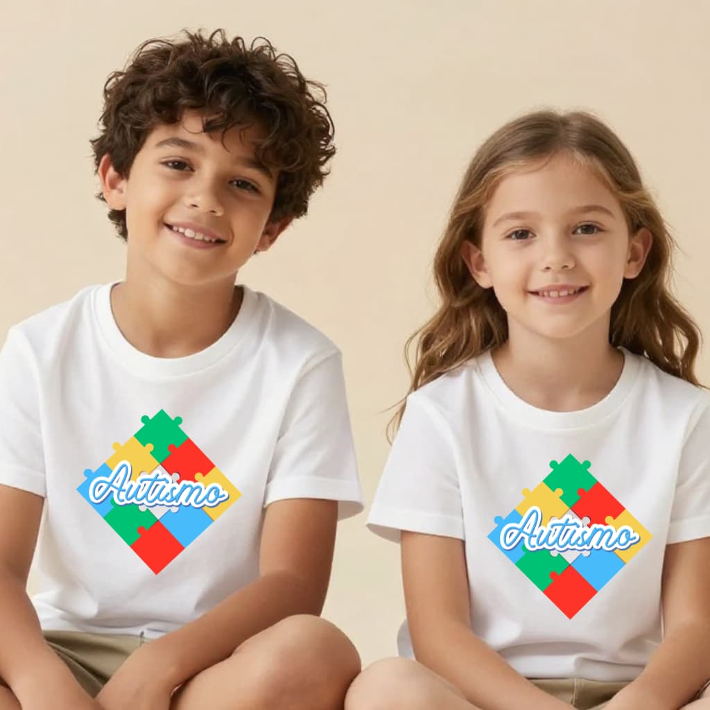 Camiseta Infantil Altismo Estampas Criativas Confortável