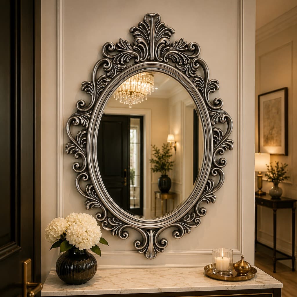 Espelho Belo Oval Estilo Colonial Quarto Sala Lavabo Enfeites FABRICAÇÃO PROPRIA