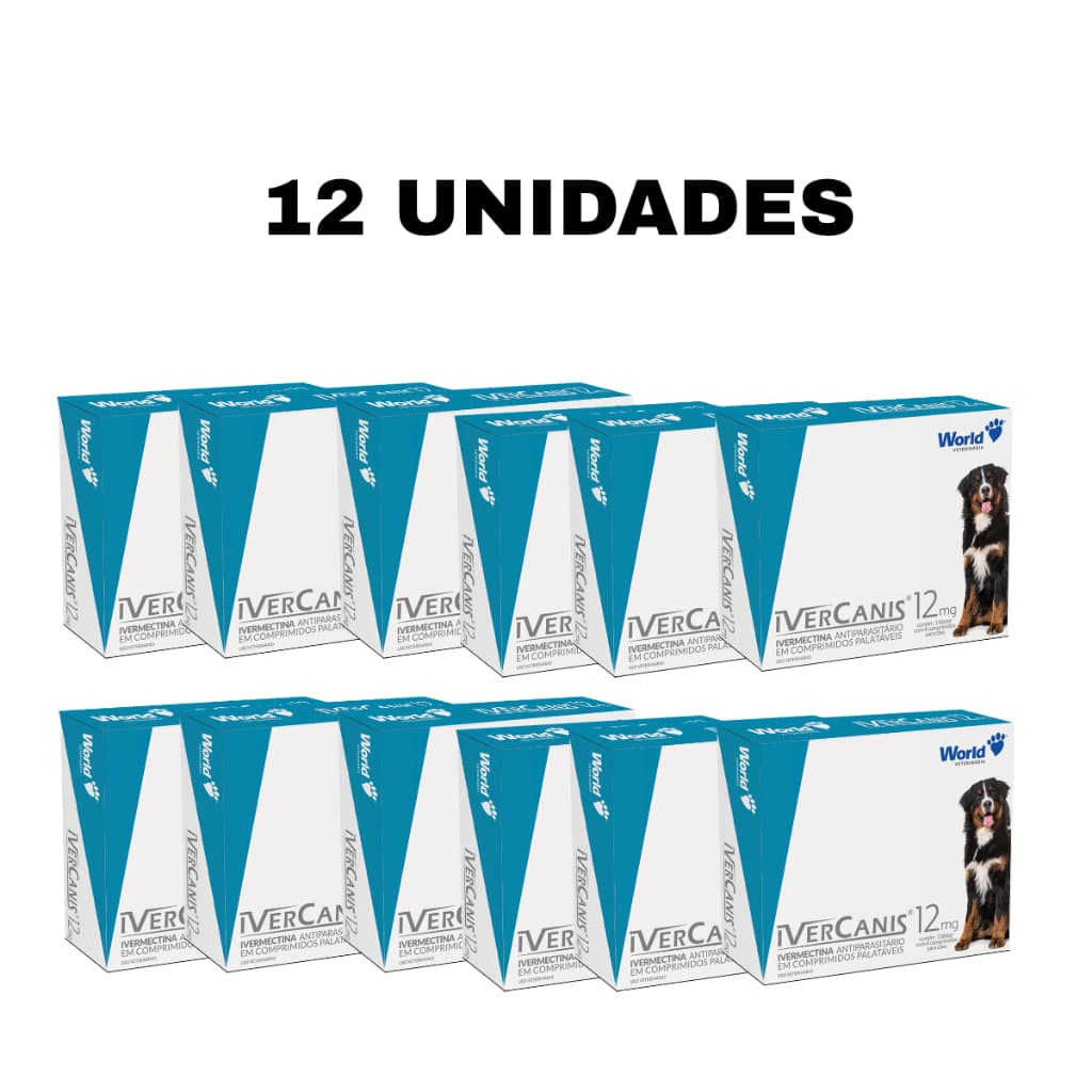 Ivercanis World Remédio Para Cães carrapatos pulgas sarna 12 Mg Dura 6 Meses 4 Comprimidos 15 a 30 Kg