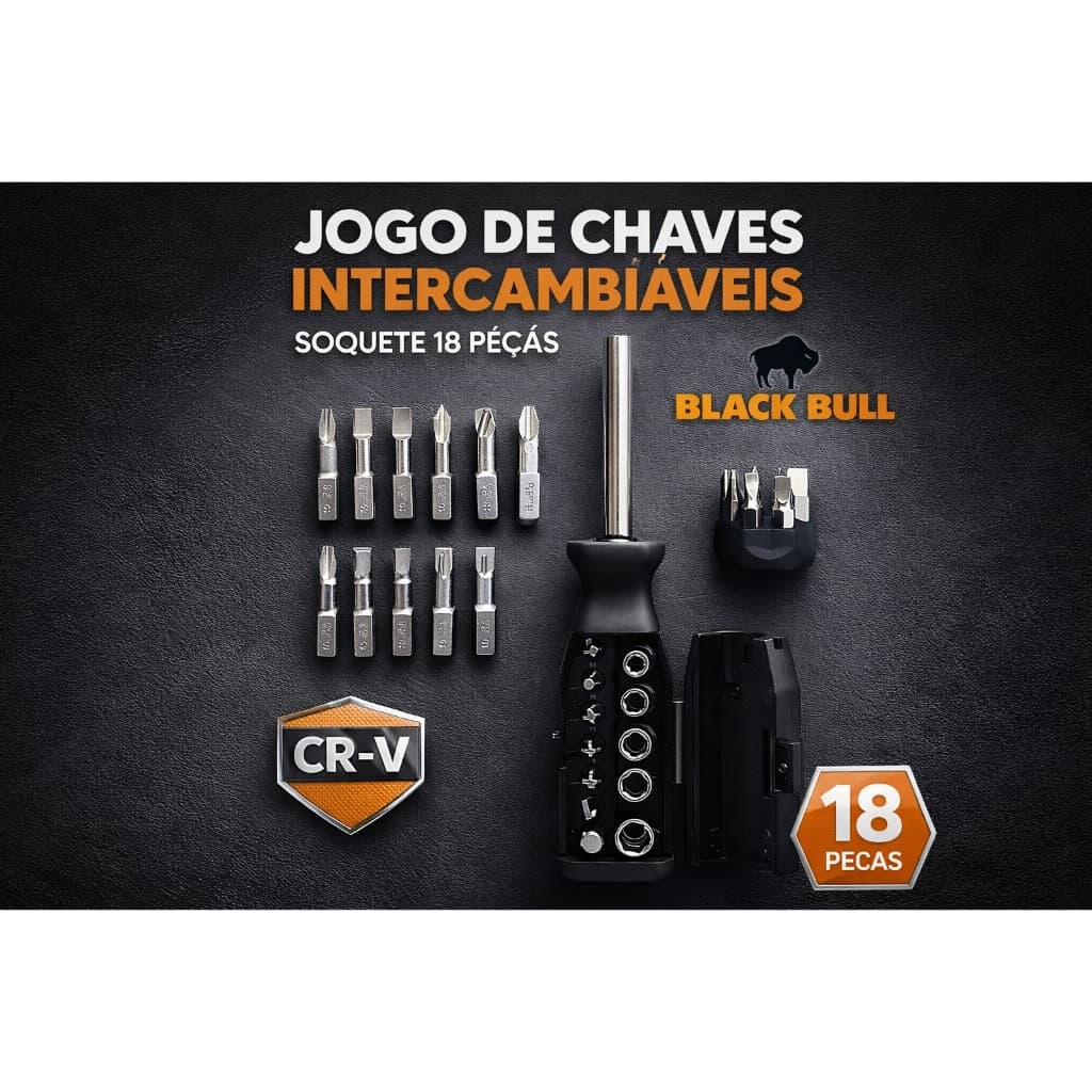 Jogo Chaves Intercambiáveis Soquete 18 Peças Ferramentas Casa Oficina Manutenção