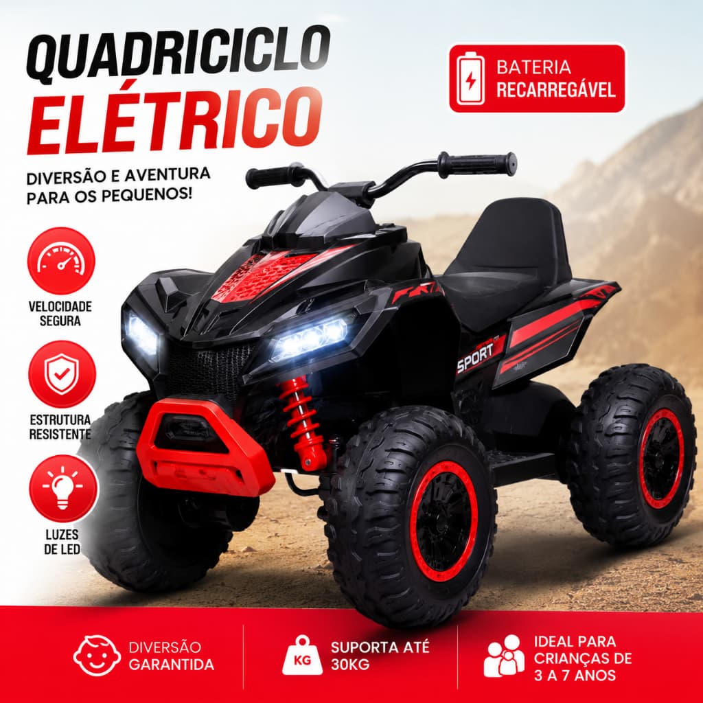 Quadriciclo Infantil Eletrico Potente 6 Volts Azul Veiculo Motorizado Seguro Crianças