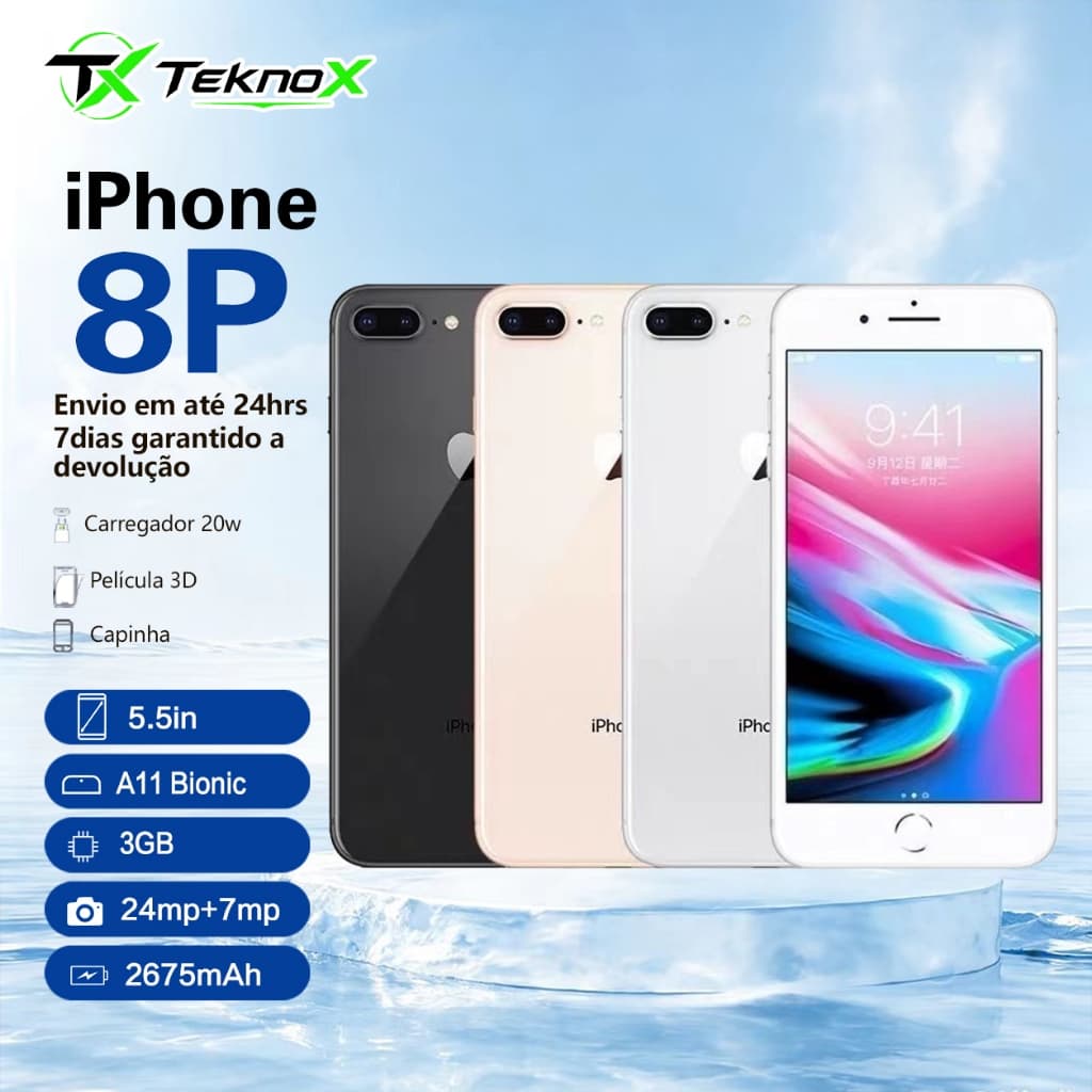 iPhone 8 Plus 64GB vitrine saúde bateria 100% 12x no cartão