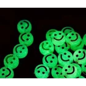 Miçanga Smile Carinha Feliz Fluorescente Brilha No Escuro 7mm - Kit 5 Unidades