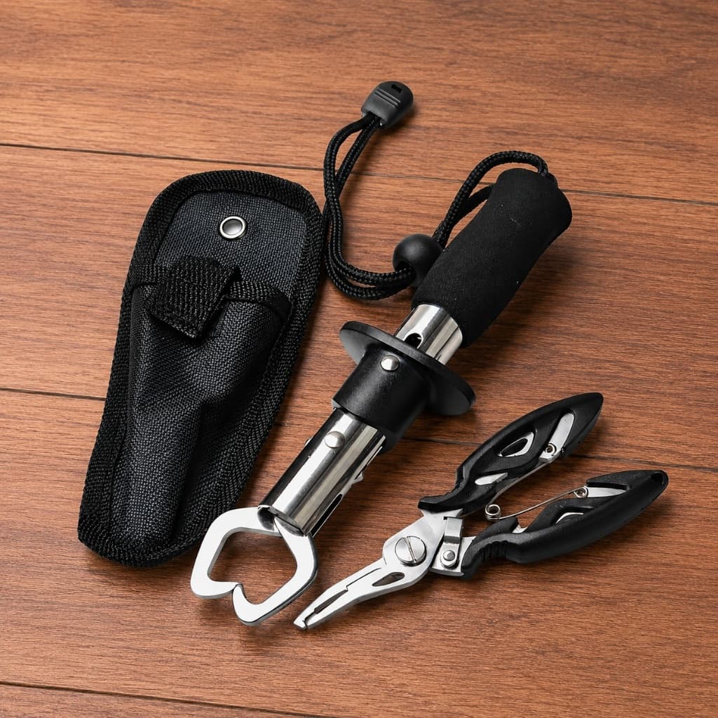 Kit Pesca Alicate Contenção Peixe + Alicate Bico Saca Anzol