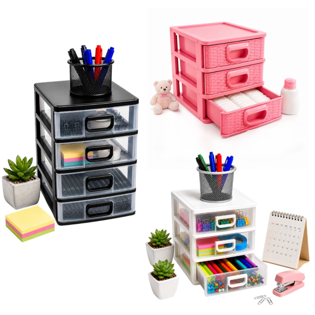 Super Porta Tudo 3 Gaveta Organizador para Escritório, Joias e Material de Costura