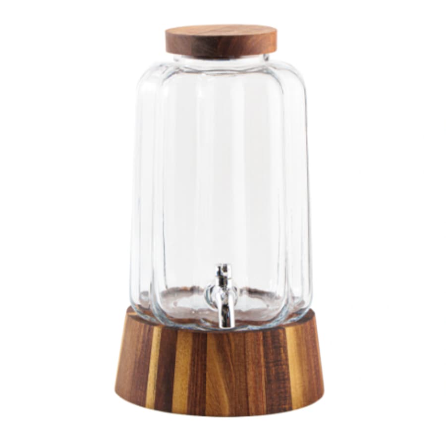 SUQUEIRA VIDRO BASE MADEIRA ACACIA 20X35CM