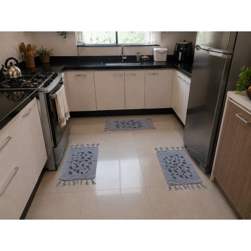 Kit com 3 Tapetes Nozinho 40x70cm 100% Algodão Tapete para Cozinha Banheiro Entrada Diversas Cores
