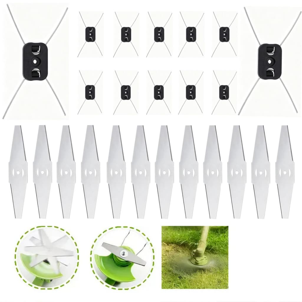 Kit 12 Lâmina Faca Para Roçadeira Lâmina Para Aparador Grama +Kit 12Cabeça Aparador Cordas