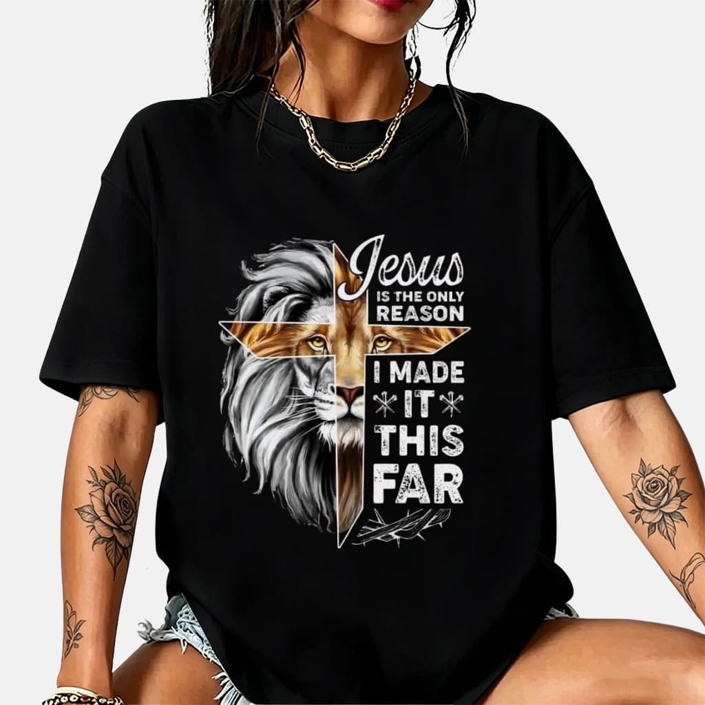 Camiseta Feminina Oversized Leão Jesus Cristã Estampa Religiosa 100% Algodão Moda Feminina