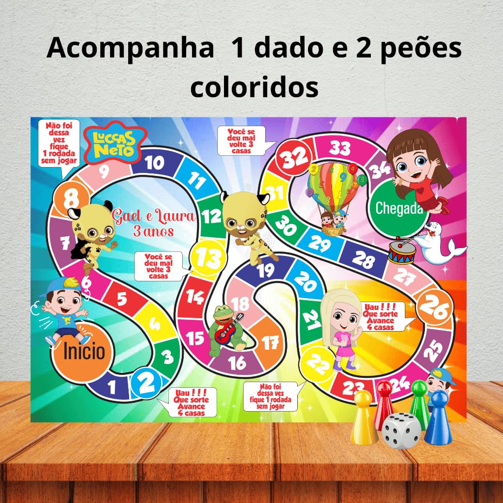 Jogo de tabuleiro para lembrancinha de aniversário/ kit festa/ personalizados - LUCCAS NETO