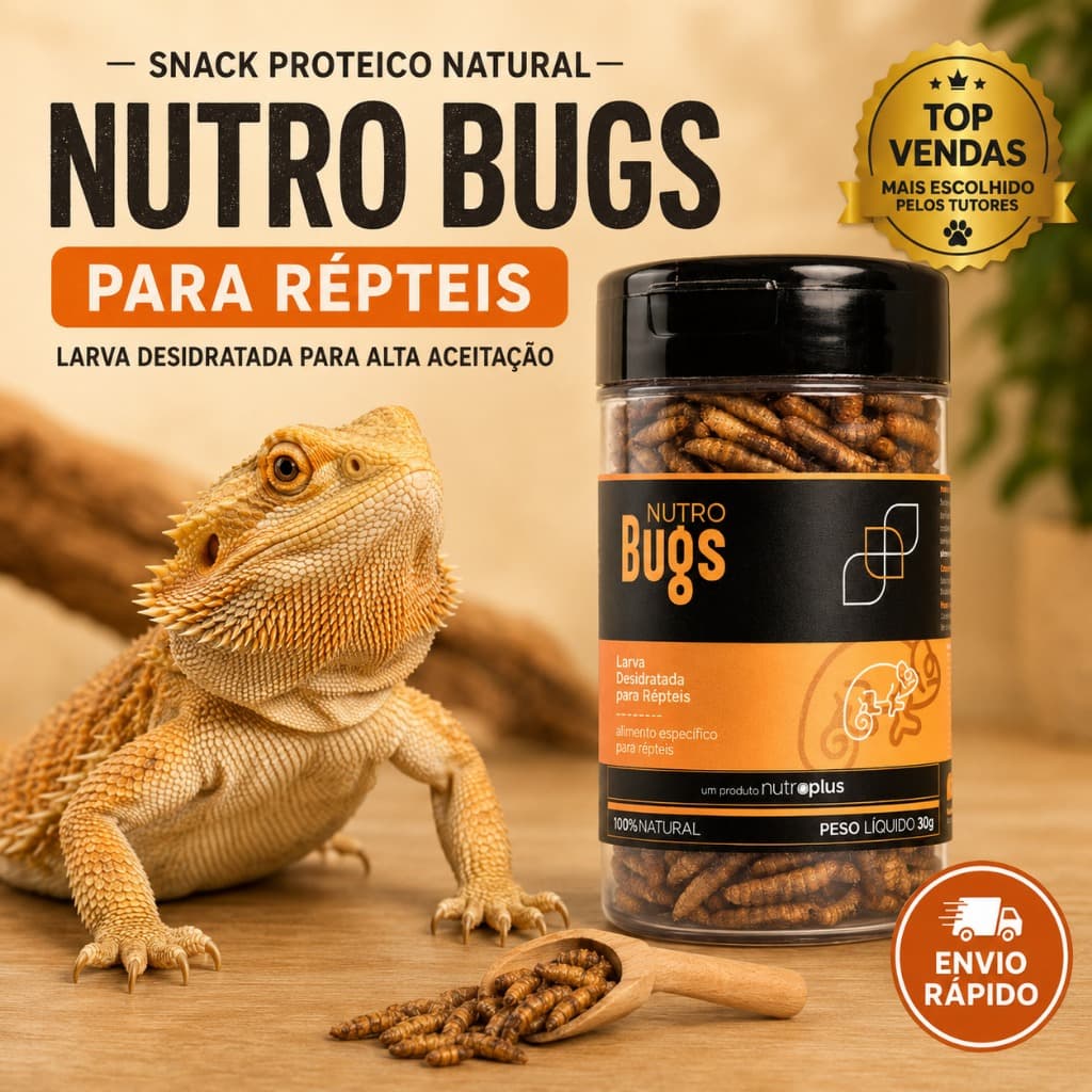 Larva Desidratada para Répteis Snack Proteico Natural 30g Nutro Bugs