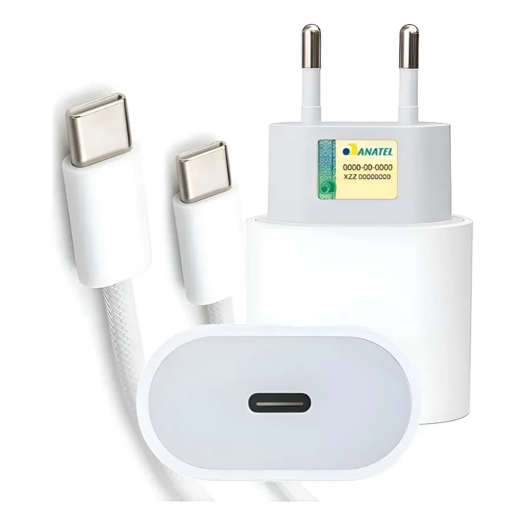 Carregador Tipo C 20w Para iPhone 15/16/17 Pro Max Cabo USB-C De 1 Metro Carregamento Turbo Rápido