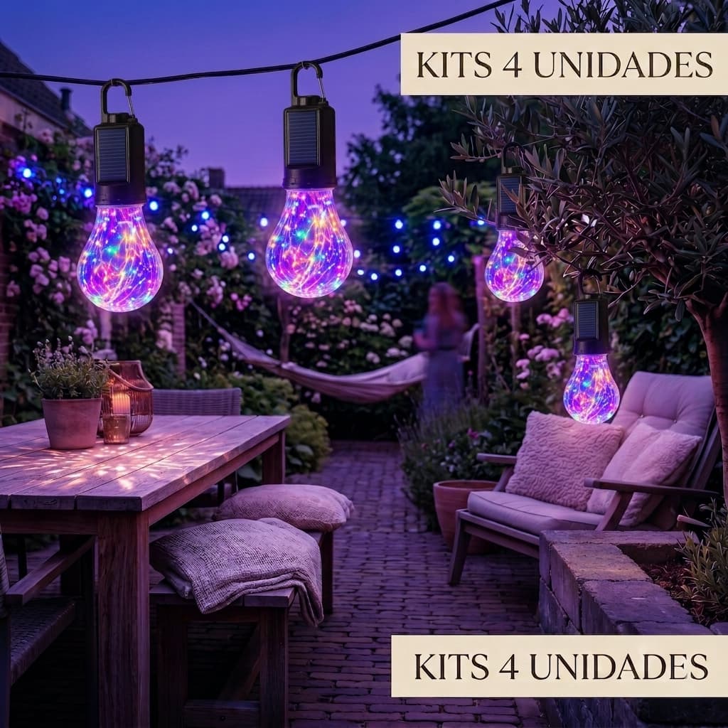 Kit 4 Ou 10 Luminária Solar LED Para Jardim E Varanda Lâmpada À Prova D'água Camping Quintal Externa