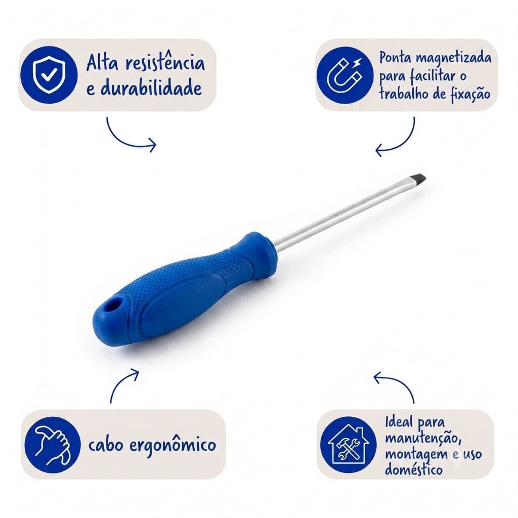 Chave de Fenda Simples 1/4" X 6" (6mm  X 150 mm)