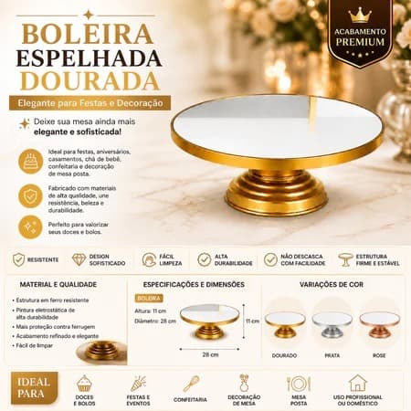 Boleira Luxo Para Decoração De Festas