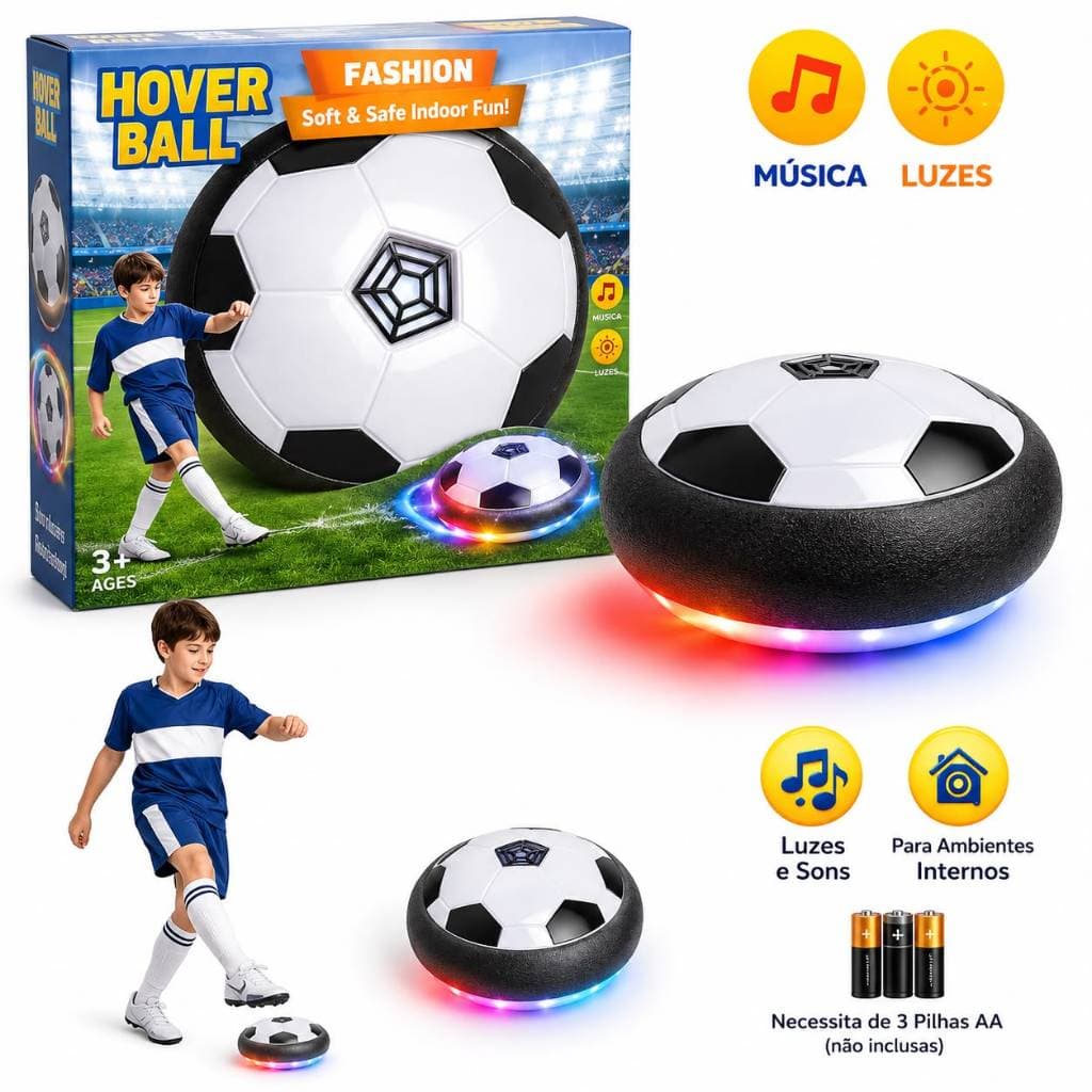 Bola de Futebol Flutuante com Luz LED Air Hockey Infantil Brinquedo Recarregável para Crianças