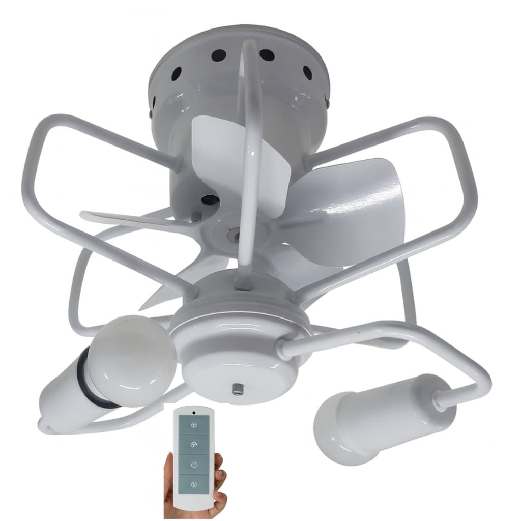 Ventilador de Teto com Controle Remoto Bivolt Motor Potente WEG cor Branco em aluminio