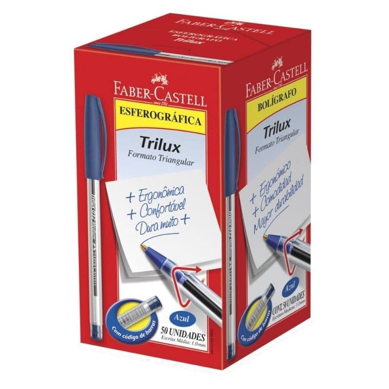 Canetas Esferográficas Faber-castell Trilux 1.0mm Azul