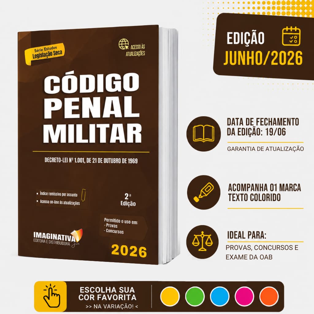 Código Penal Militar 2ª Edição Junho/2026 + marca texto | kit de estudos