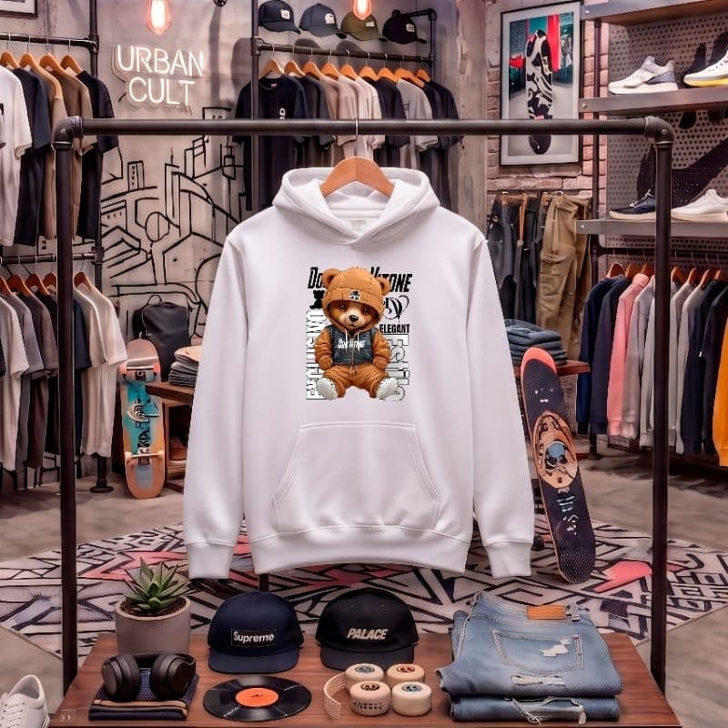Moletom modelo canguru moda inverno estampa streetwear retrô de Urso perfeito para o dia a dia