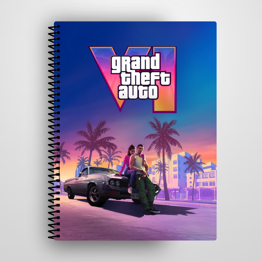 Caderno GTA VI Personalizado Capa Dura 1 e 10 Matérias Escolar Universitário