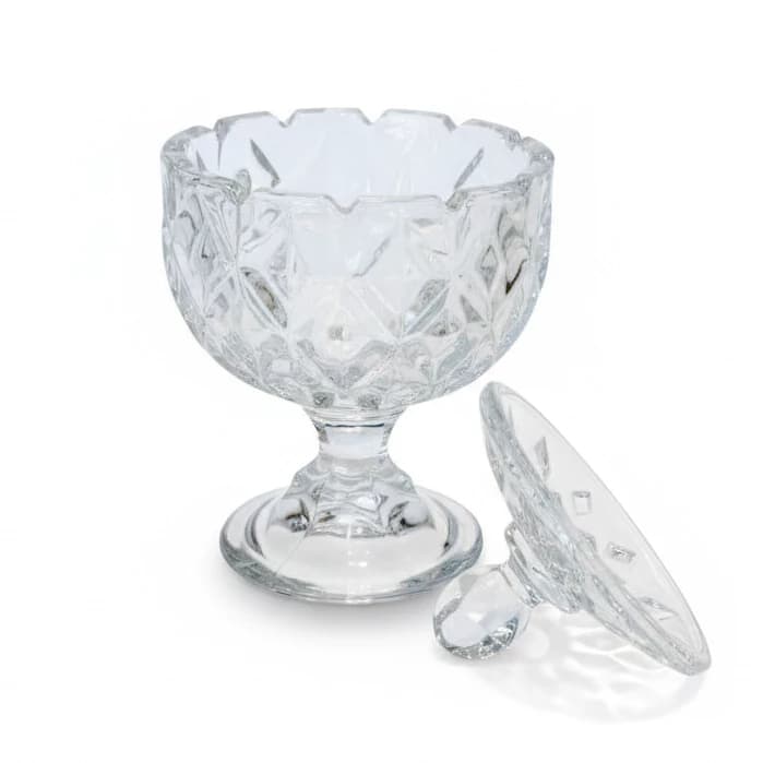 Kit Com 2 Baleiros Bomboniere Centro Potiche Decorativo Cristal Com Pé(Transparente)