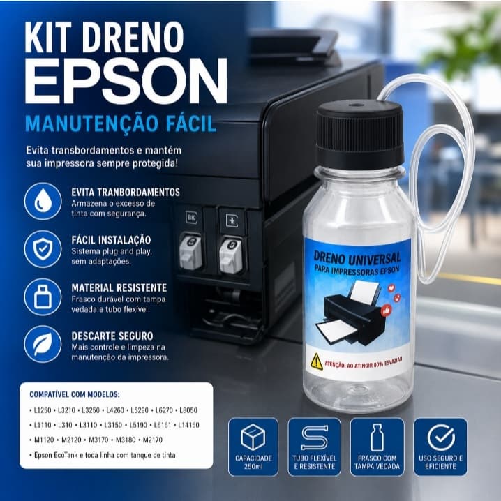 Kit Dispenser Dreno Compativel Epson L3150 L3110 L5290 L3250
