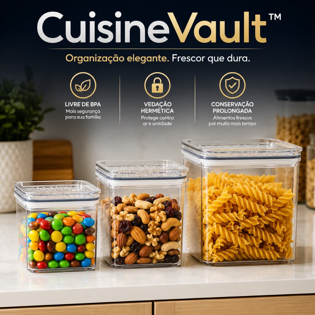 Kit 3 Potes Herméticos Quadrados com Tampa Vedação BPA Free para Mantimentos Organizador de Cozinha