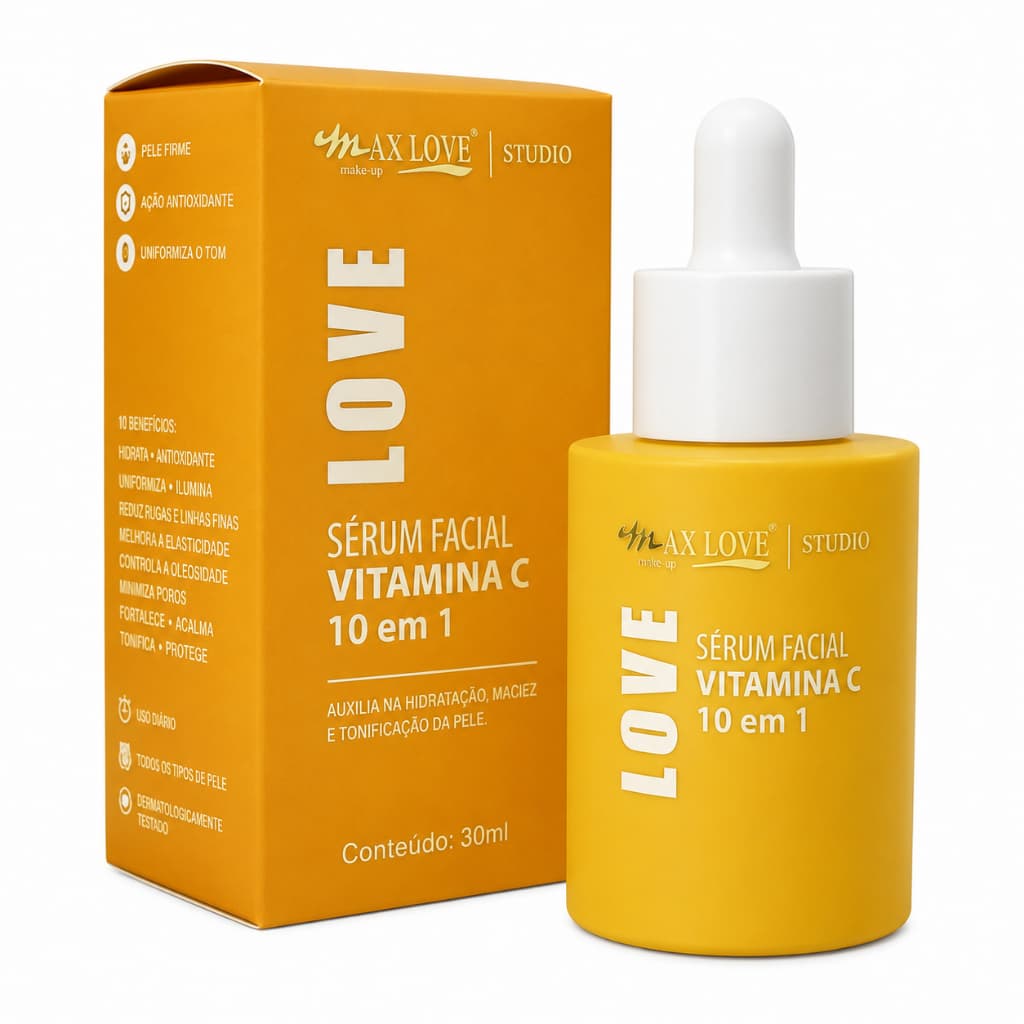 Sérum Facial C10 / 3 em 1 Rosa Mosqueta, Hialurônico e Vitamina C ou Clareador Oil-Free 30 ml