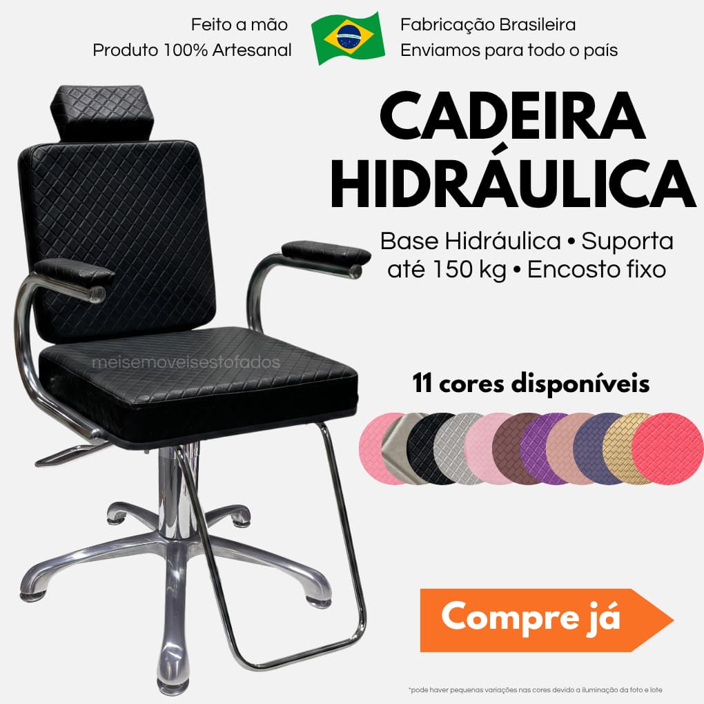 Cadeira Hidráulica Profissional Barbeiro Cabeleireiro Trancista Maquiadora Giratória Confortável