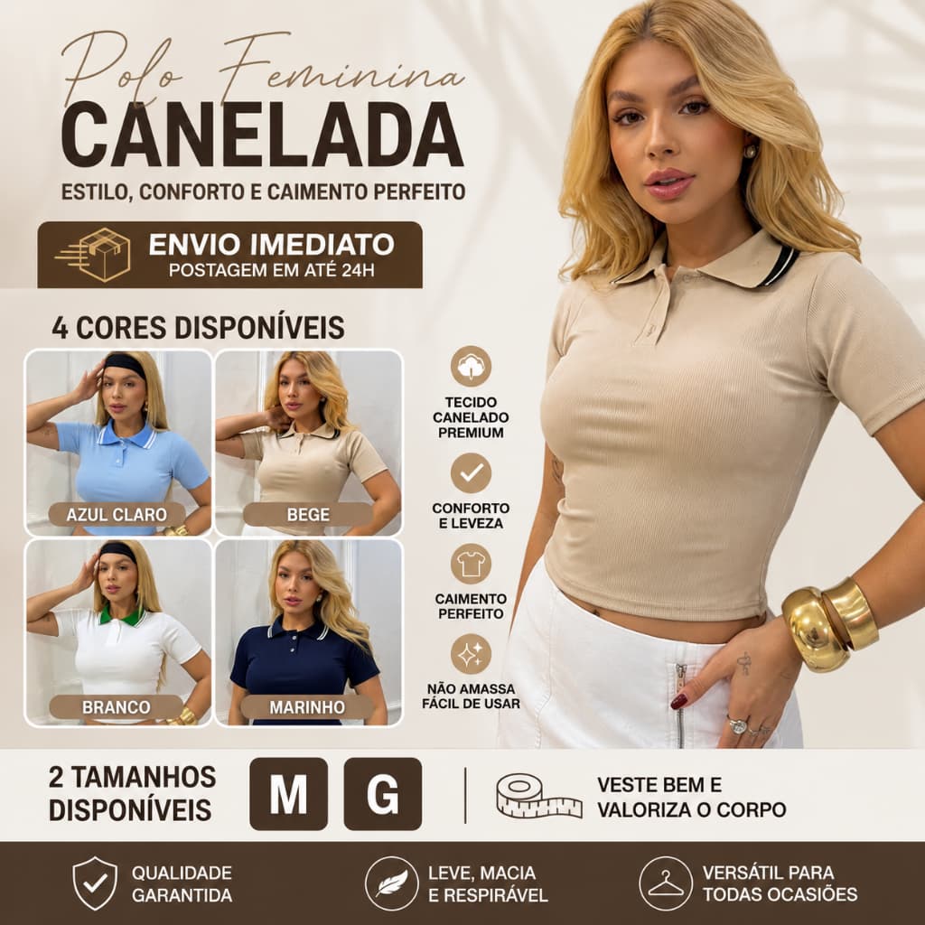 Blusa Polo Feminina Cropped Canelada Tecido Ribana Manga Curta Estilosa - Envio Imediato !!!