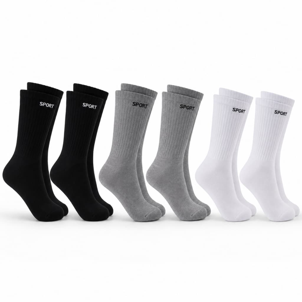 6 Pares Meia Cano Alto Longa Algodão Confortável