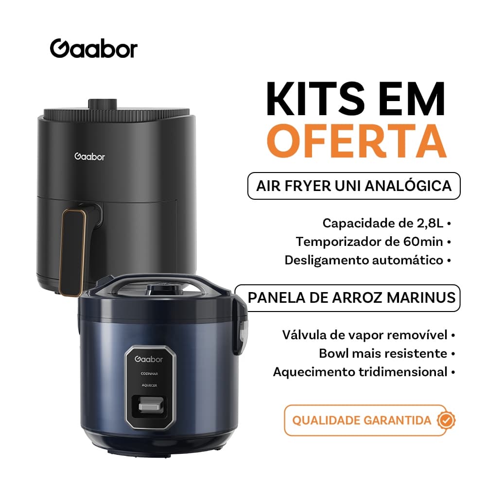 [Oferta Combinada]Gaabor Air Fryer 2.8L 360° Uniforme Antiaderente + Eletrodomésticos de cozinha