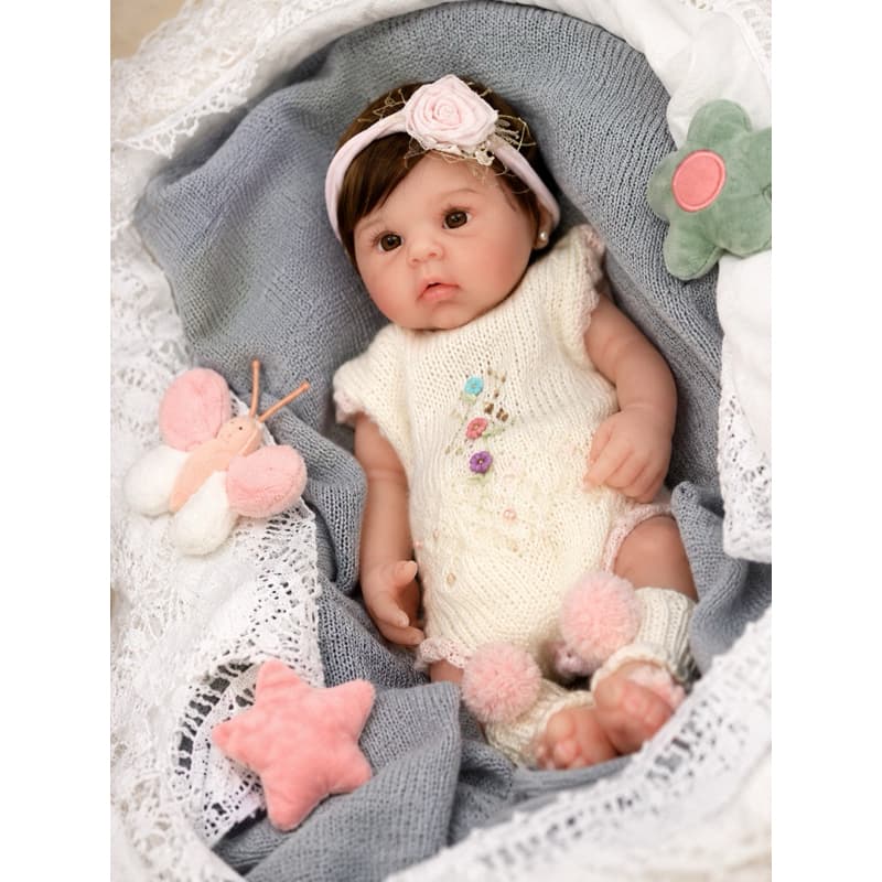 bebê reborn silicone solido mama e faz xixi molinha prematura 34cm Luna tricot